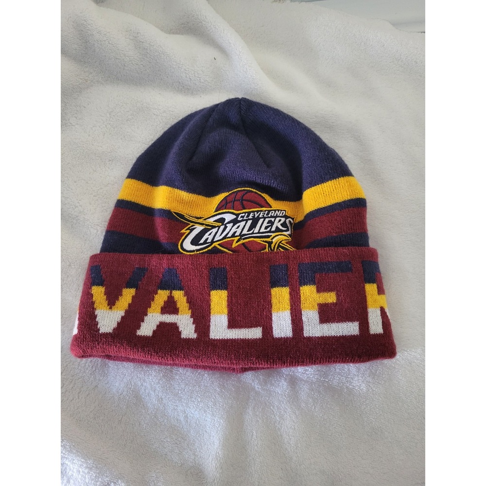 Cleveland Cavaliers Beanie Hat Cap Adult One Size Red Yellow Mitchell & Ness NBA